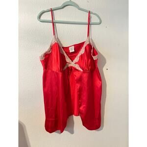 Secret Treasure‎ Hot Pink Embroidered Satin Lace Babydoll Top Plus Sz 3XL Sexy